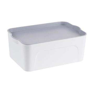 益美得 收纳盒简约 5L 小号白色 YH6001
