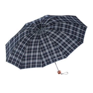 天堂伞 经典苏格兰风格子三折伞十骨加大晴雨伞随机色 300T