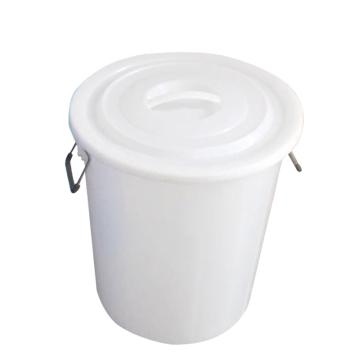 滋仁 圆形带盖垃圾桶水桶100L 铁柄，直径51cm 高63cm LT-025 白色