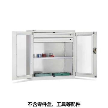 位邦 储物柜，1023×550×1000mm，灰色，对开玻璃门柜，1层层板，2抽屉 77.6222.01