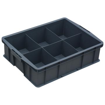 Raxwell 6格固定分格周转箱，565×420×155mm，灰色 RHSS4441