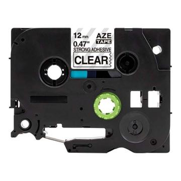 功成狮 强粘性标签色带，AZE-S131GCDY0225 宽度12mm 透明底黑字，适用于兄弟TZA系列标签机 GCDY0225
