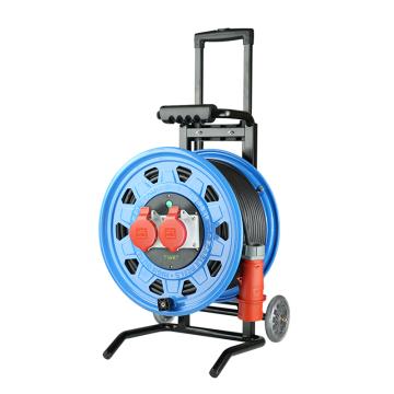 守护者 移动电缆盘小车式400V工业移动电缆盘接线盘电源盘SHZ-JL75 3*4+1*2.5mm²*50米（ 2位32A4孔） 蓝色 SHZ-JL75