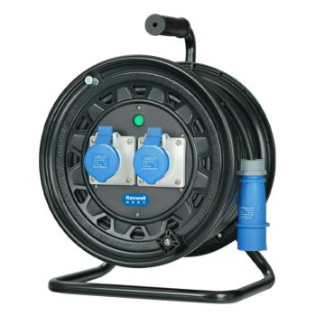 Raxwell 三脚架式工业电缆线盘IP44防护等级250V16A 2位防尘工业插座 3*2.5 线缆30米 REIC0011