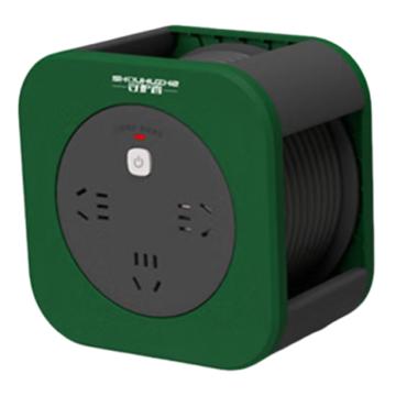 守护者 移动电缆盘MN802松石绿 迷你电缆盘250V 10A国标插座绕线盘办公家用插排 松石绿3*1mm²/10米 MN802松石绿