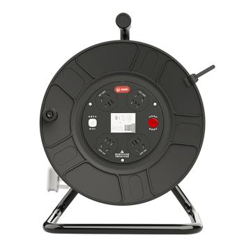 功成狮 三脚架式工业电缆线盘4位250V10A五孔插座，3*1.5mm²，50米线，过热漏电保护 GEIC0004