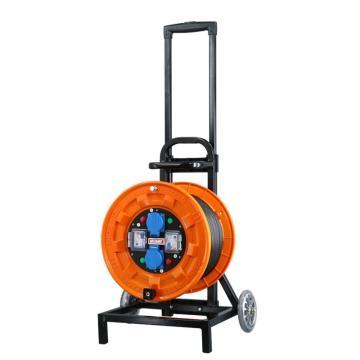 野狼 小车式电缆盘（220V IP44 50米 3×2.5 10A 国标孔 防漏电 防尘 过热保护 ） 带地线，带漏保 YL-C3304-1050