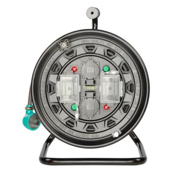 守护者 手提式250V国标双通道移动电缆盘电源盘3*2.5mm²*50米（2位10A5孔+2位漏电+2位闸刀） 黑色 SHZ-DS25