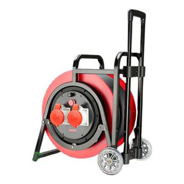 野狼 380V~400V32A工业插座IP44绕线盘拉车式电缆盘电源盘卷线盘带地线，带漏保 YLS41131850