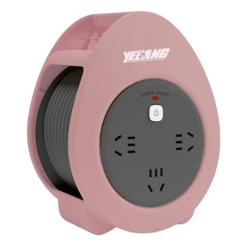 YELANG 狼小圆MINI电缆卷盘RVV 3*1mm² 5米，YL601 千禧粉 带地线，带漏保 YL601 千禧粉 5米
