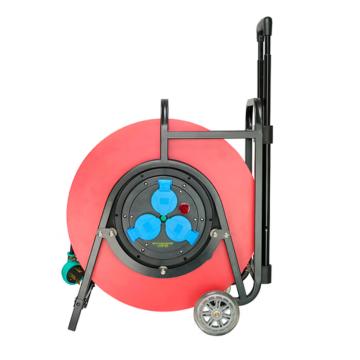 守护者 轮车式400V国标移动电缆盘接线盘电源盘3*4+1*2.5mm²*100米（1位25A4孔+2位16A四孔） 红色 SHZ-SE710