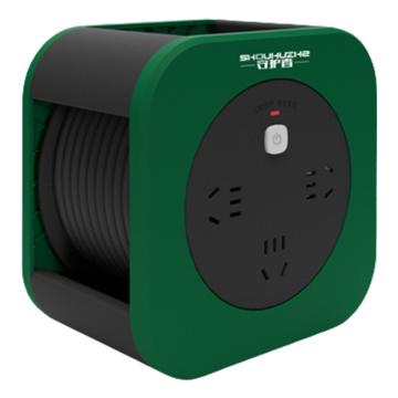 守护者 便携式迷你线盘RVV 3*1mm² 10米（3位10A五孔插座 过载保护 按钮开关），含漏保 MN802 松石绿