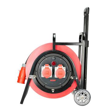 野狼 380V~400V16A工业插座IP44绕线盘拉车式电缆盘电源盘卷线盘带地线，带漏保 YLS411522100