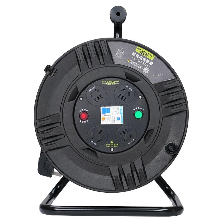 守护者 手提式250V国标移动电缆盘接线盘电源盘3*2.5mm²*50米（3位10A5孔+1位16A3孔） 黑色 SHZ-CB25