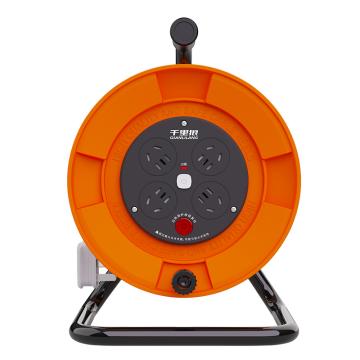 千里狼 电缆盘239系列 YZW-3*1.5mm² 20米 4位五孔10A 桔色 220~250V 可替换公牛GN-8030（20米） WF923X092