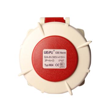 WEIPU/威浦 TYP系列暗装直式工业插座5P 32A 400V IP67 红色 5824