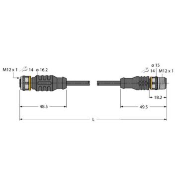 TURCK/图尔克 M12电源线 RKC4T-2/TXL