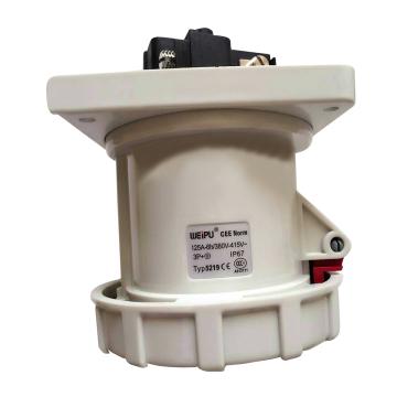 WEIPU/威浦 TYP系列暗装直式工业插座4P 125A 400V IP67 红色 5219
