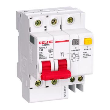 DELIXI/德力西 微型剩余电流保护断路器DZ47sLE 2P C 63A 50mA DZ47SLEN2C63R50