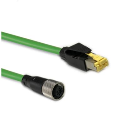 兆龙 Profinet C 组件 RJ45转M12D-4x22AWG/19TC-PUR-绿色-注塑-2m