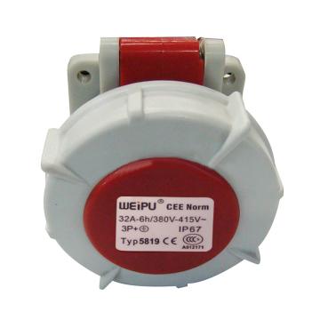 WEIPU/威浦 TYP系列暗装直式工业插座4P 32A 400V IP67 红色 5819