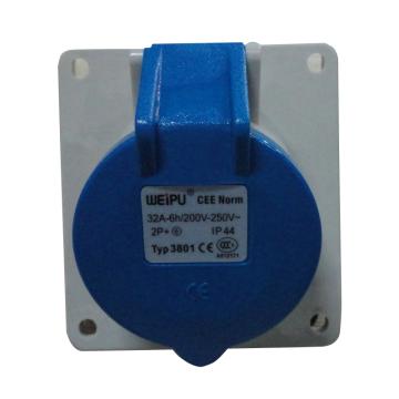 WEIPU/威浦 TYP系列暗装斜式工业插座3P 32A 230V IP44 蓝色 3801