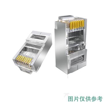 科兰通讯 超六类屏蔽水晶头透明金属款 CL6AS350U-08-FTP 透明金属款