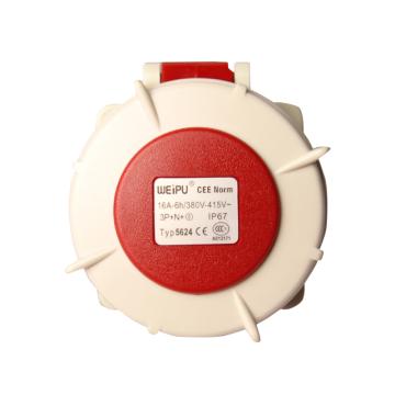 WEIPU/威浦 TYP系列暗装直式工业插座5P 16A 400V IP67 红色 5624
