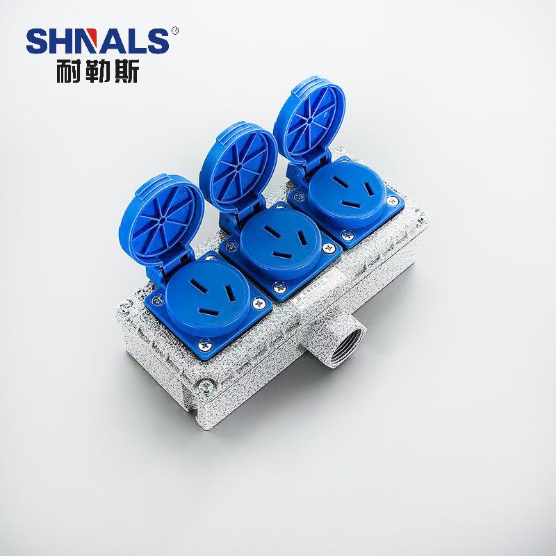 SHNALS 工业防爆插座盒220V/三孔16A插座 3个/175x75x50mm NLSFB-S35
