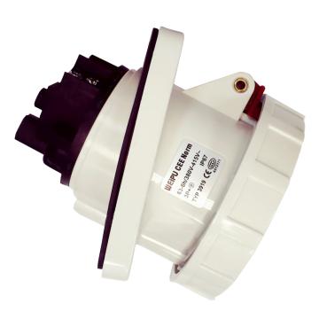 WEIPU/威浦 TYP系列暗装斜式工业插座4P 63A 400V IP67 红色 3919