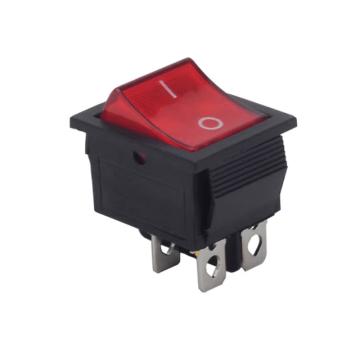 ELECALL/伊莱科 船型开关 KCD4-201/N 4脚 2档 带灯 红色 30A