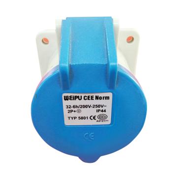WEIPU/威浦 TYP系列暗装直式工业插座3P 32A 230V IP44 蓝色 5801