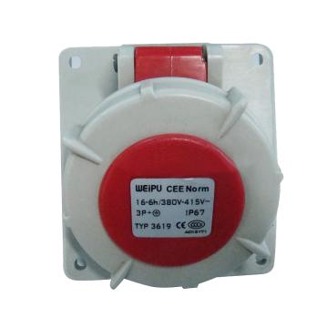 WEIPU/威浦 TYP系列暗装斜式工业插座4P 16A 400V IP67 红色 3619