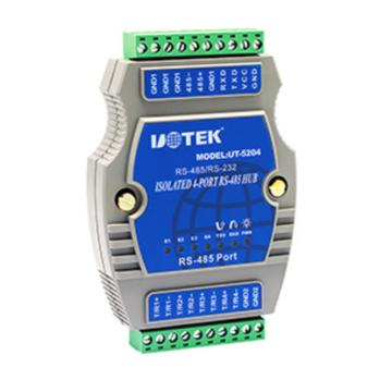 宇泰高科 RS-232/RS-485转4PORT RS-485导轨式集线器 UT-5204