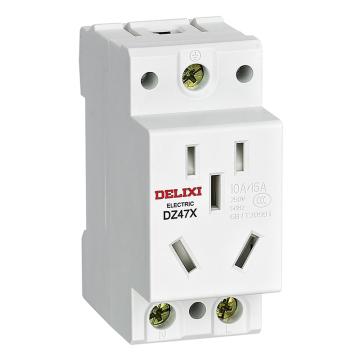 DELIXI/德力西 DZ47X 模数化插座 单相两极10A+单相两极带接地10A DZ47X510