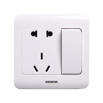 SIEMENS/西门子 远景系列五孔插座带单开雅白（停产，替换型号5UB82243NC01） 5UB01081CC1