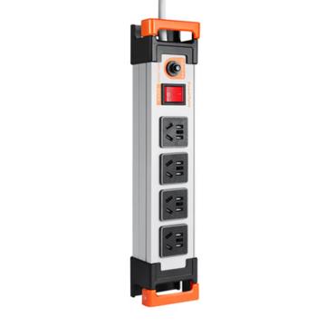 包尔星克 工业用电源插座白色1.8米，4位五孔，总控，10A/250V，过载保护开关 ML4T9018
