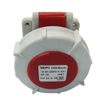 WEIPU/威浦 TYP系列暗装直式工业插座4P 16A 400V IP67 红色 5619