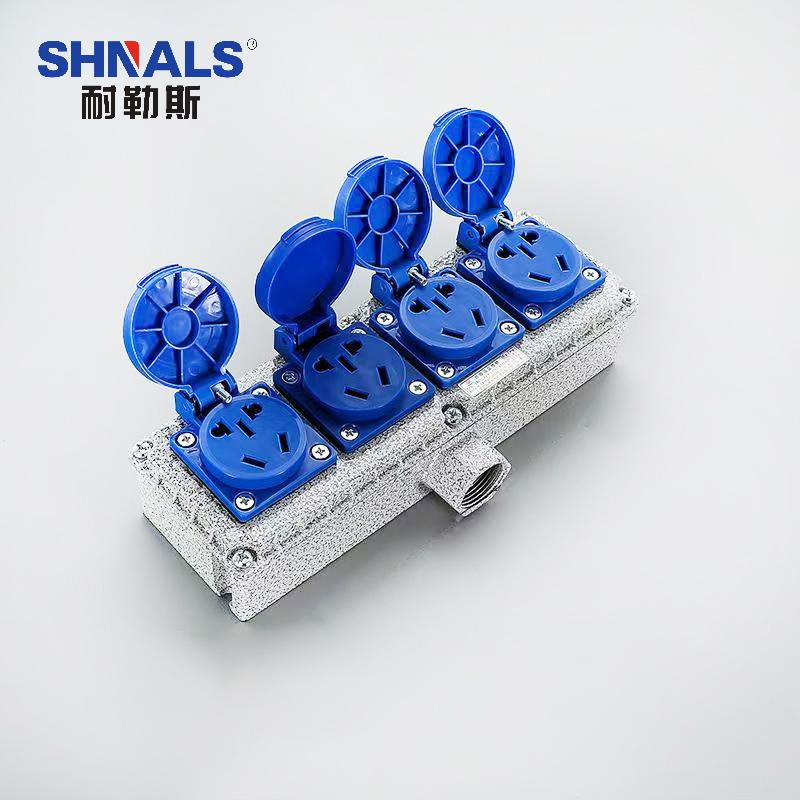 SHNALS 工业防爆插座盒220V/五孔10A插座 4个/230x75x50mm NLSFB-P57