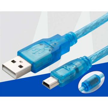 AMSAMOTION/艾莫迅 编程线缆 透明蓝USB-Mini T型口 镀锡头，3m