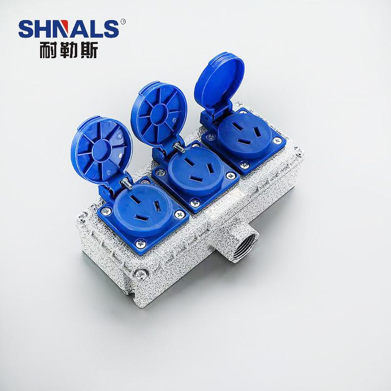 SHNALS 工业防爆插座盒220V/三孔10A插座 3个/175x75x50mm NLSFB-S34