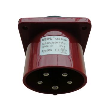 WEIPU/威浦 TYP系列暗装直式器具输入工业插座5P 32A 400V IP44 红色 585