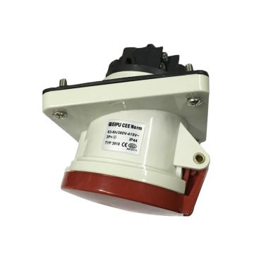 WEIPU/威浦 TYP系列暗装斜式工业插座4P 63A 400V IP44 红色 3918