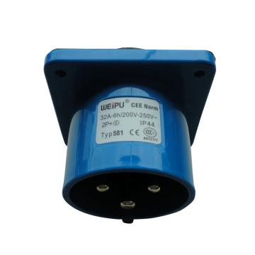 WEIPU/威浦 TYP系列暗装直式器具输入工业插座3P 32A 230V IP44 蓝色 581