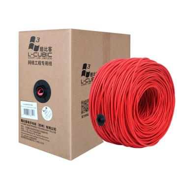 酷比客 CAT5E超五类非屏蔽八芯纯铜网线红色 305米/箱 LCLN5ERD-305M