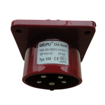 WEIPU/威浦 TYP系列暗装直式器具输入工业插座5P 16A 400V IP44 红色 535