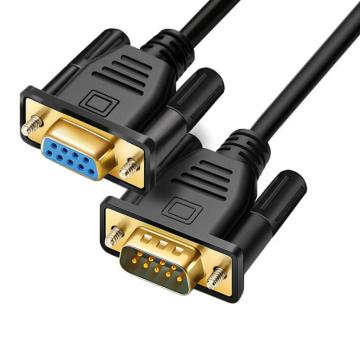 博扬 RS232九针串口线 DB9公对母延长线COM直通线 黑色1.5米 BY-DB9-M/F-A10m