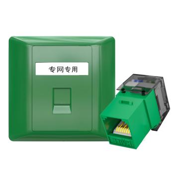 海乐 内外网专网转换单口面板模块绿色套装 HT-ZD861C6