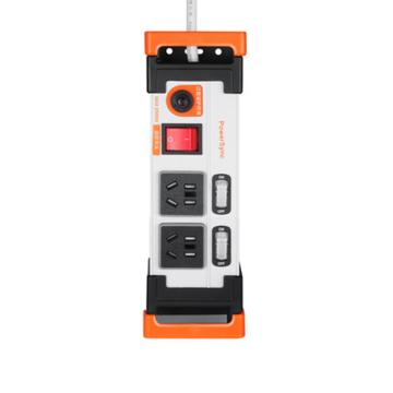 包尔星克 工业用电源插座黑色1.8米，2位五孔，分控，10A/250V，过载保护开关 ML2D0018