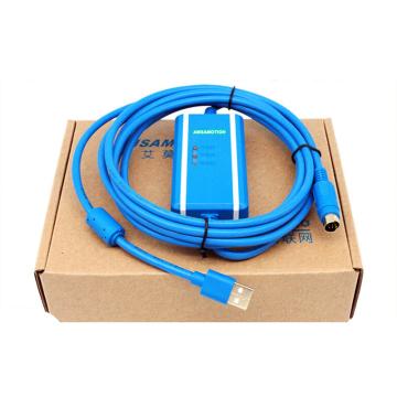 AMSAMOTION/艾莫迅 PLC编程电缆数据通讯下载线隔离蓝 USB-SC09-FX，3米